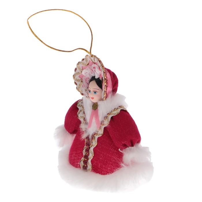 Сувенирная кукла-подвеска "Барышня в шубке и капоре" 1830гг. Россия 12 см