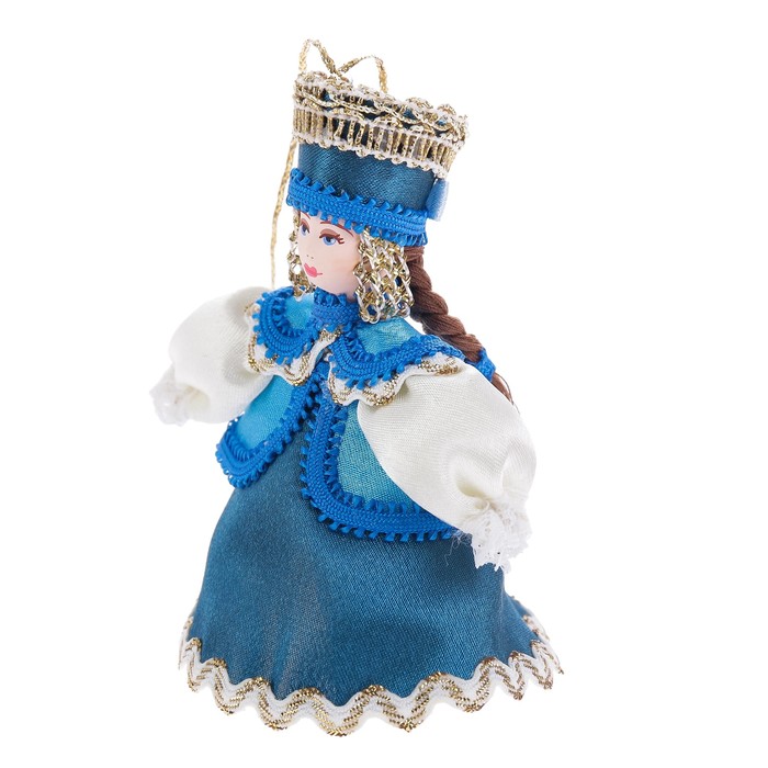 Новогодняя кукла подвесная "Девушка в душегрее" 12 см