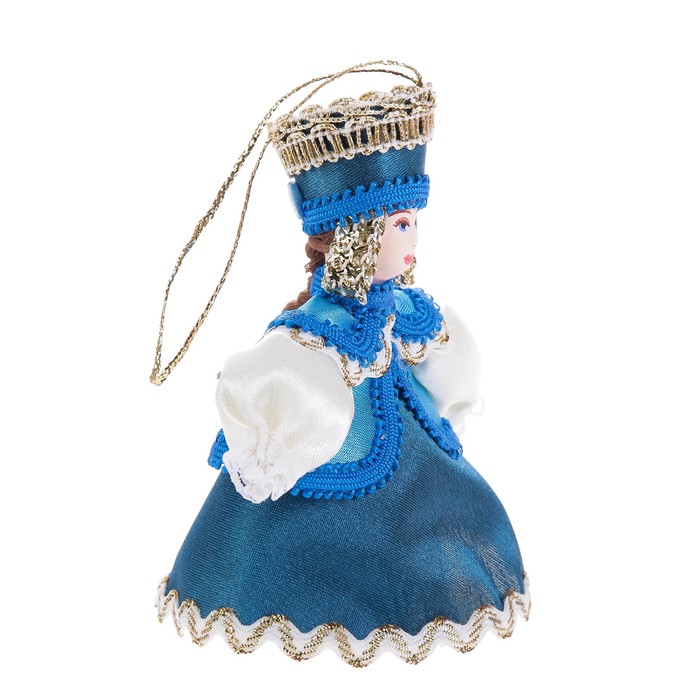 Новогодняя кукла подвесная "Девушка в душегрее" 12 см