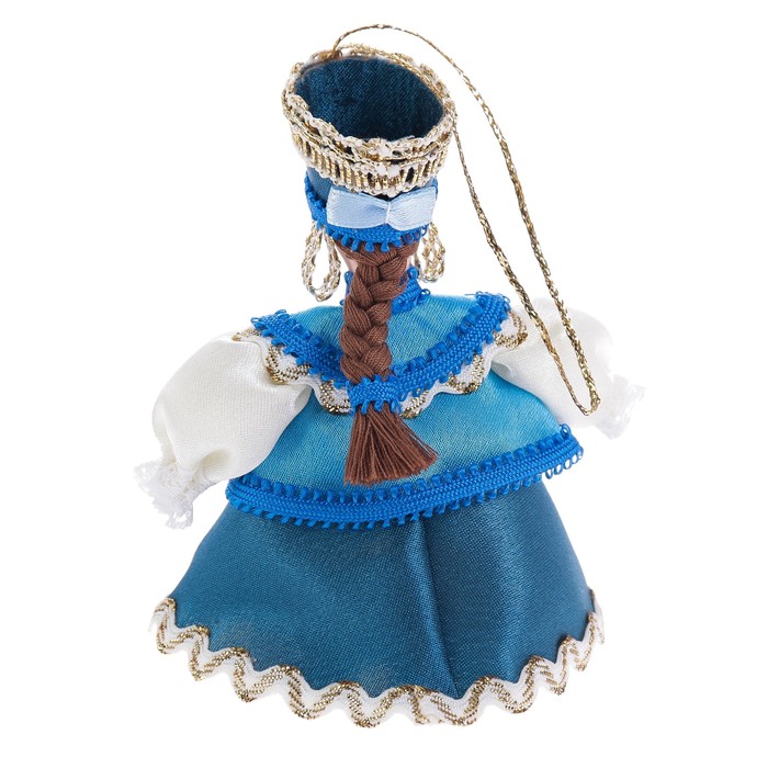 Новогодняя кукла подвесная "Девушка в душегрее" 12 см