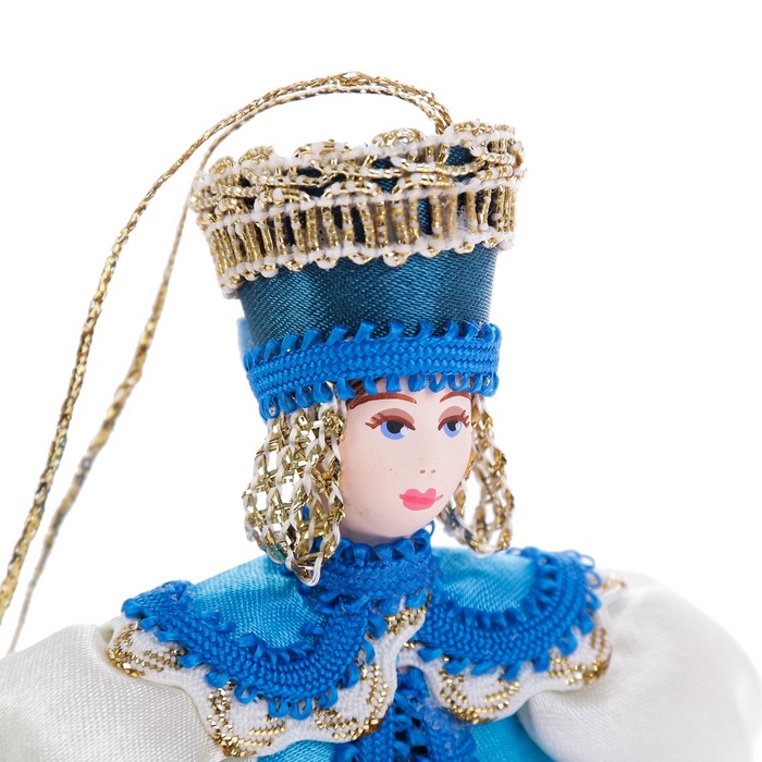 Новогодняя кукла подвесная "Девушка в душегрее" 12 см