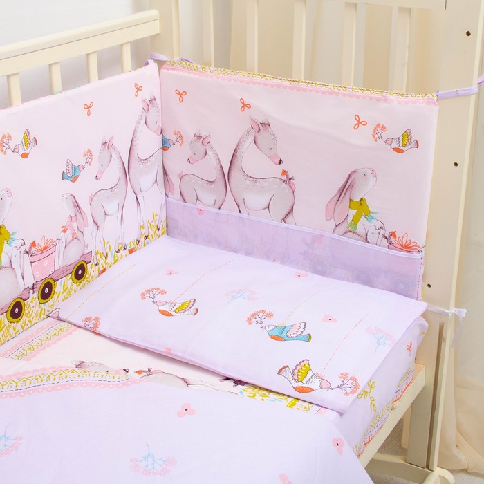 К-т в кровать Оленята 6пр., сиреневый, бязь/аэрофайбер, 120г/м, хл100%