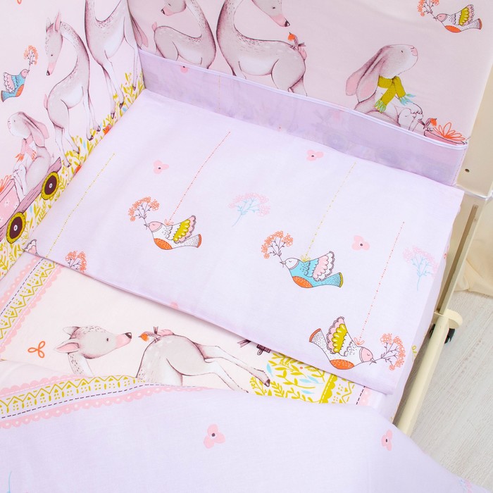 К-т в кровать Оленята 6пр., сиреневый, бязь/аэрофайбер, 120г/м, хл100%