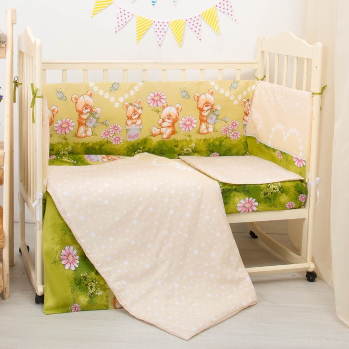 К-т в кровать Мишка с лейкой 6пр., бежевый, бязь/аэрофайбер, 120г/м, хл100%