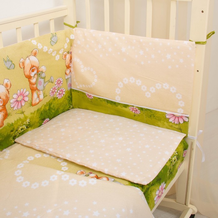 К-т в кровать Мишка с лейкой 6пр., бежевый, бязь/аэрофайбер, 120г/м, хл100%