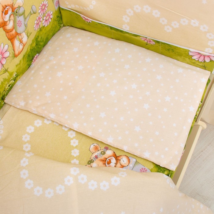 К-т в кровать Мишка с лейкой 6пр., бежевый, бязь/аэрофайбер, 120г/м, хл100%