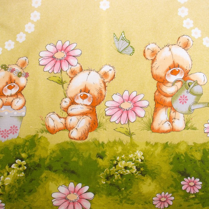 К-т в кровать Мишка с лейкой 6пр., бежевый, бязь/аэрофайбер, 120г/м, хл100%