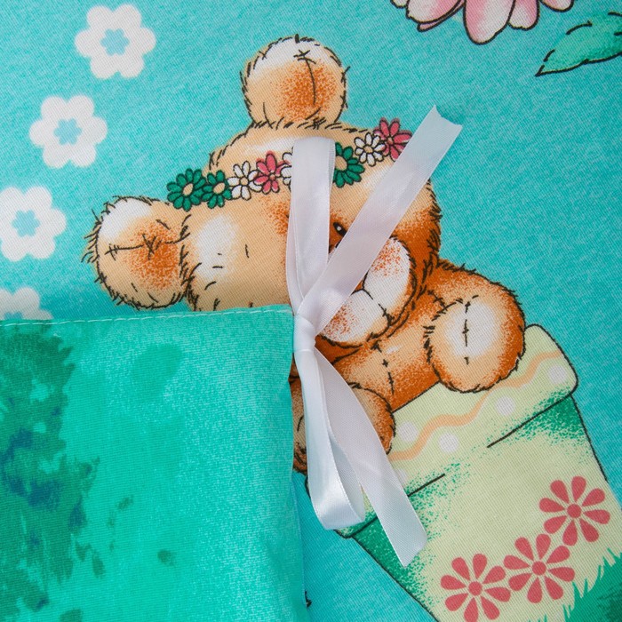 К-т в кровать Мишка с лейкой 6пр., голубой, бязь/аэрофайбер, 120г/м, хл100%