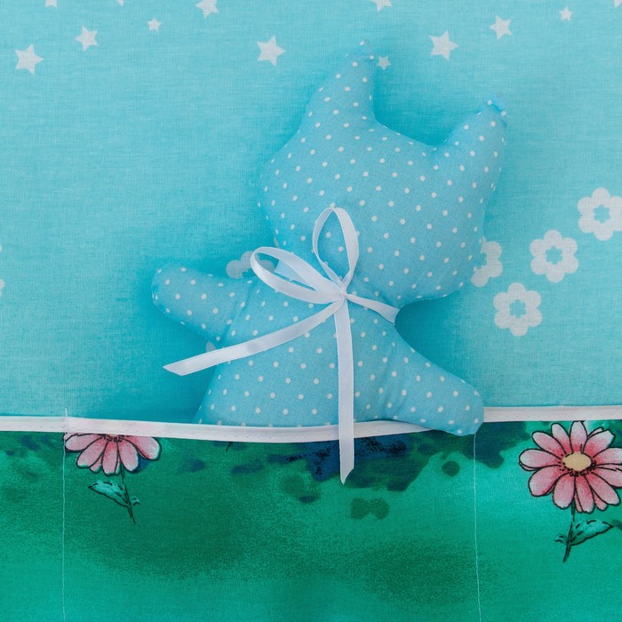 К-т в кровать Мишка с лейкой 6пр., голубой, бязь/аэрофайбер, 120г/м, хл100%