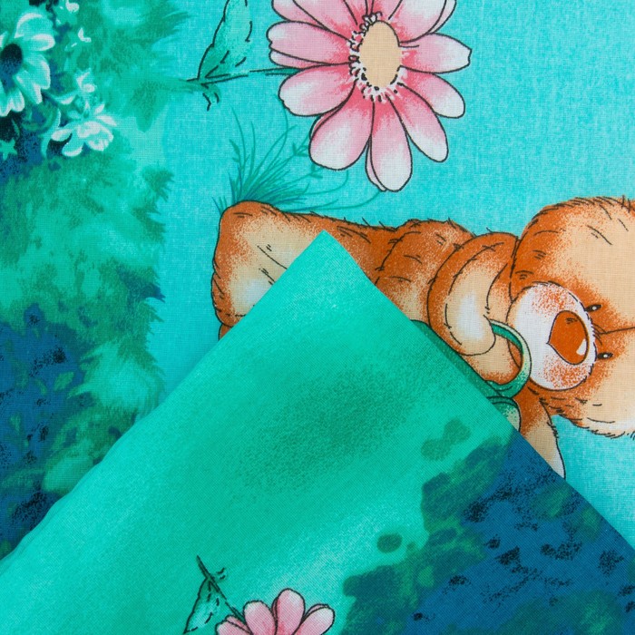 Комплект в кровать "Мишка с лейкой" 7пр., голубой, бязь/аэрофайбер, 120г/м, хл100%