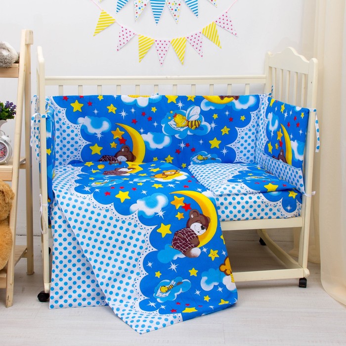 К-т в кровать Соня 6пр., голубой, бязь/аэрофайбер, 120г/м, хл100%