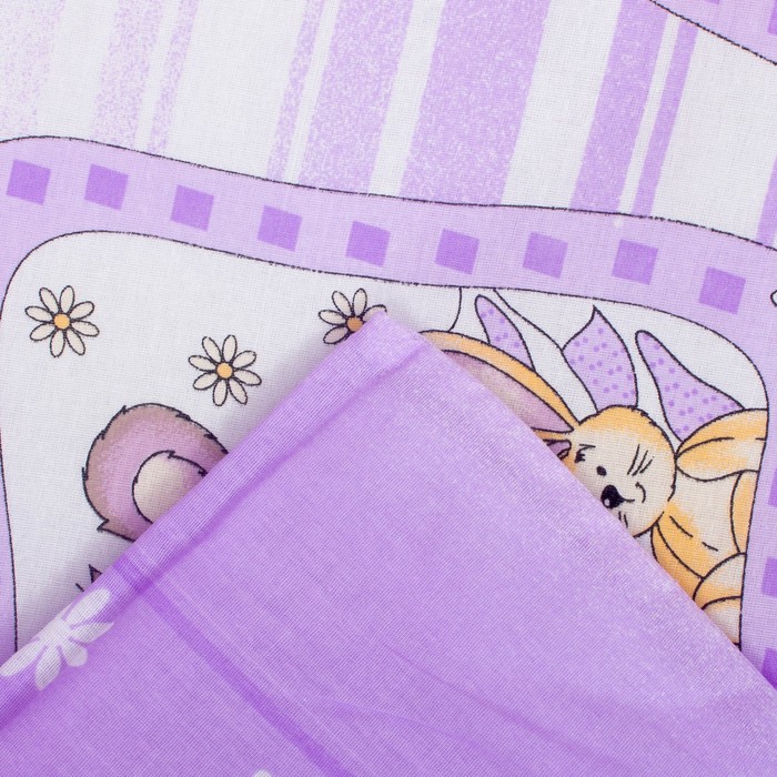 К-т в кровать Зайки в ромашках 6пр., сиреневый, бязь/аэрофайбер, 120г/м, хл100%