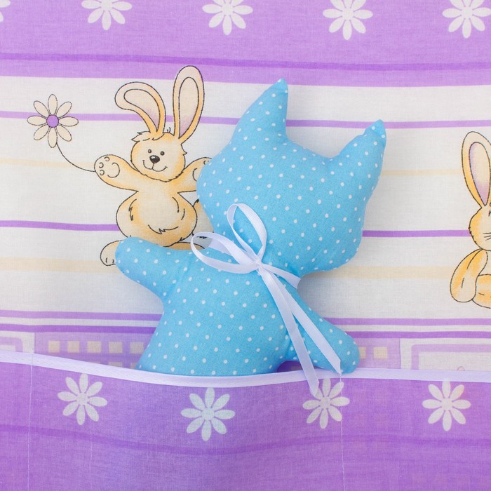 К-т в кровать Зайки в ромашках 6пр., сиреневый, бязь/аэрофайбер, 120г/м, хл100%