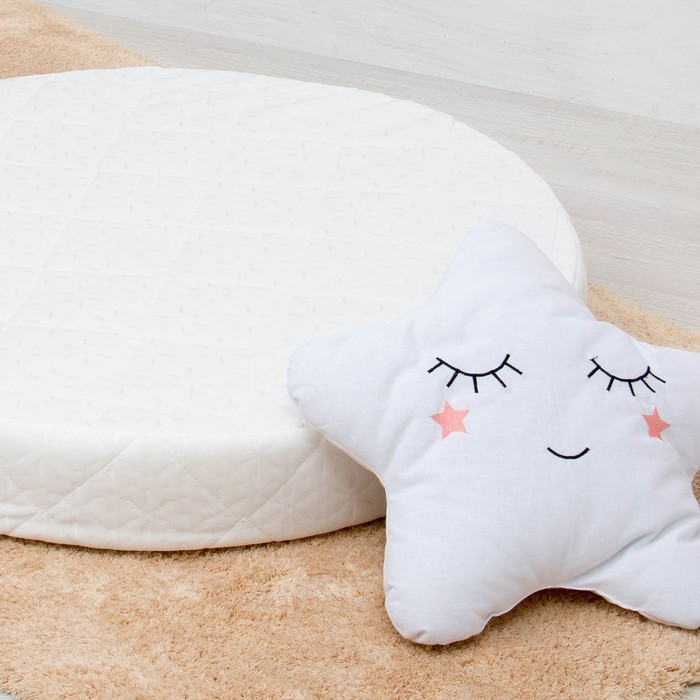 Матрас беспружинный круглый Емеля 75х75х9см трикотаж/холлокон