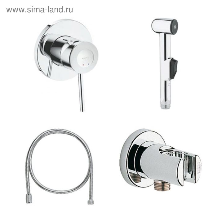 

Смеситель для биде GROHE BauClassic, однорычажный, настенный, лейка, хром