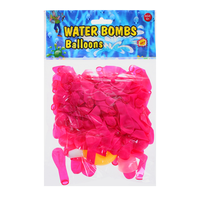 Водная бомба набор 200 штук с насосом и насадкой, цвет розовый