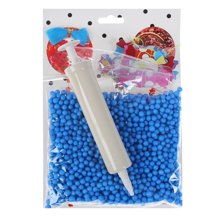 Шар воздушный 18" "Праздник" прозрачный + голубой наполнитель, лента, гирлянда, насос