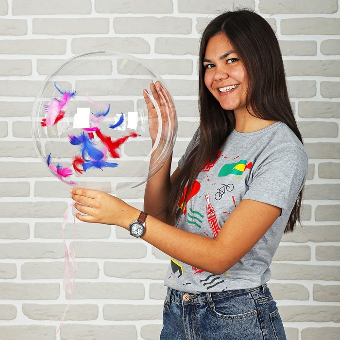 Шар воздушный 18" прозрачный + перья