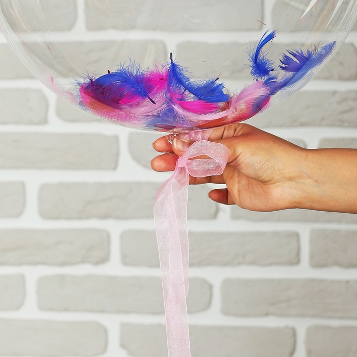 Шар воздушный 18" прозрачный + перья