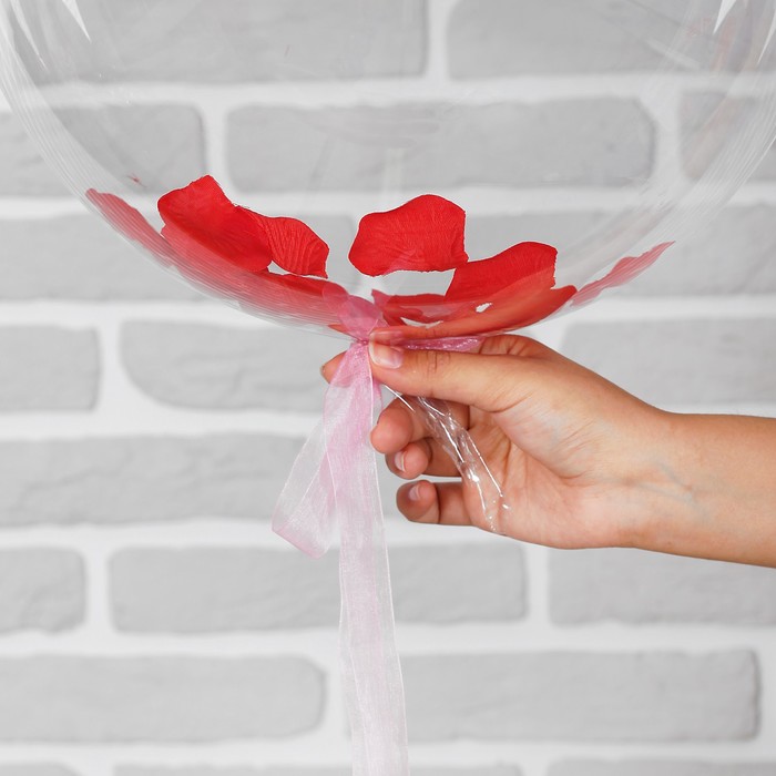 Шар воздушный 18" "Романтика" прозрачный + лепестки, ленточка