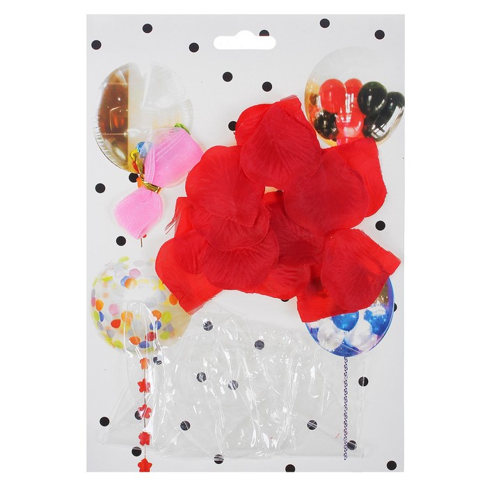 Шар воздушный 18" "Романтика" прозрачный + лепестки, ленточка