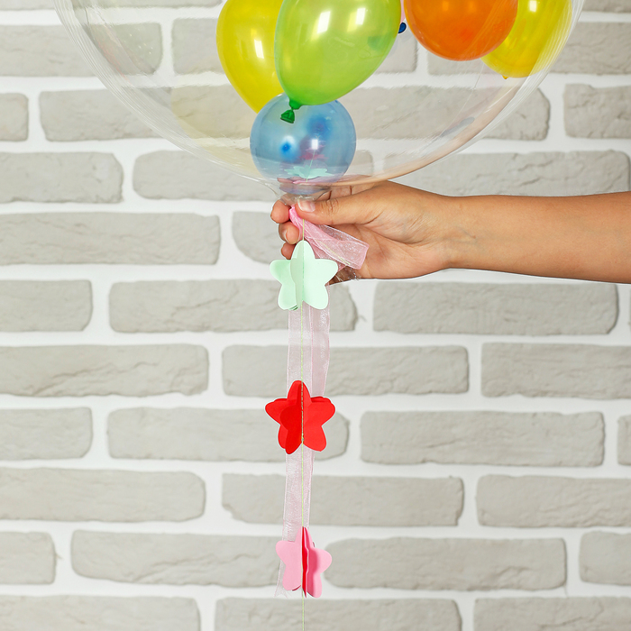 Шар воздушный 18" "Праздник" прозрачный + 10 шариков 3", лента, гирлянда