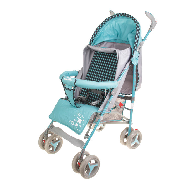 Коляска-трость, цвет бирюзовый/клетка