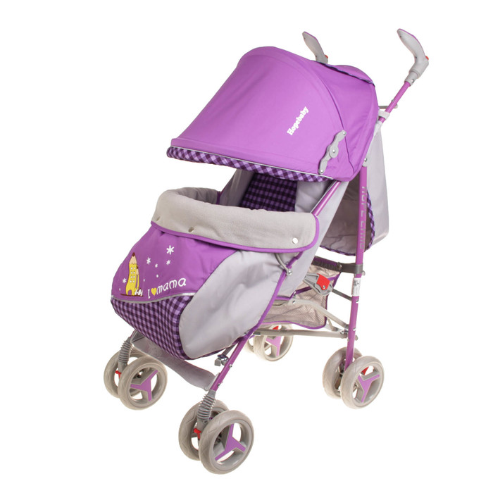 Коляска-трость, цвет сиреневый/клетка