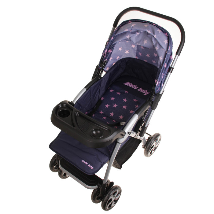 Коляска прогулочная с перекидной ручкой, цвет розовые звёзды