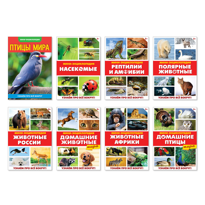 Набор мини-энциклопедий "Узнаем про все вокруг. Животные" 8 штук 20 страниц