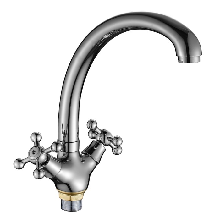 Смеситель для кухни Decoroom DR49029, двухрычажный, с поворотным изливом, хром