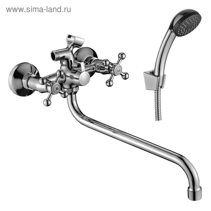 Смеситель для ванны Decoroom DR49045 двухвентильный с поворотным изливом 30 см хром 2728₽