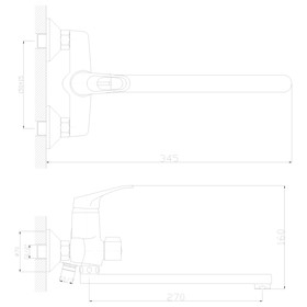 

Смеситель для ванны Decoroom DR37043, однорычажный, с поворотным изливом 30 см, хром