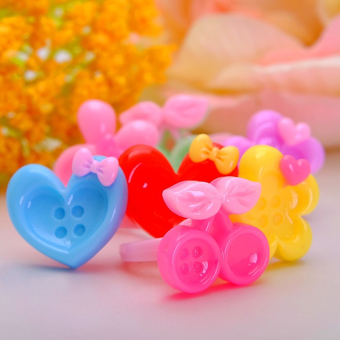 Кольцо детское "Выбражулька" пуговки, форма МИКС, цвет МИКС, фас 100 шт