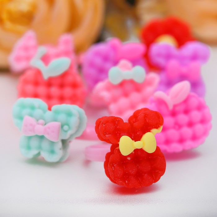 Кольцо детское "Выбражулька" вафельное, форма МИКС, цвет МИКС, фас 100 шт