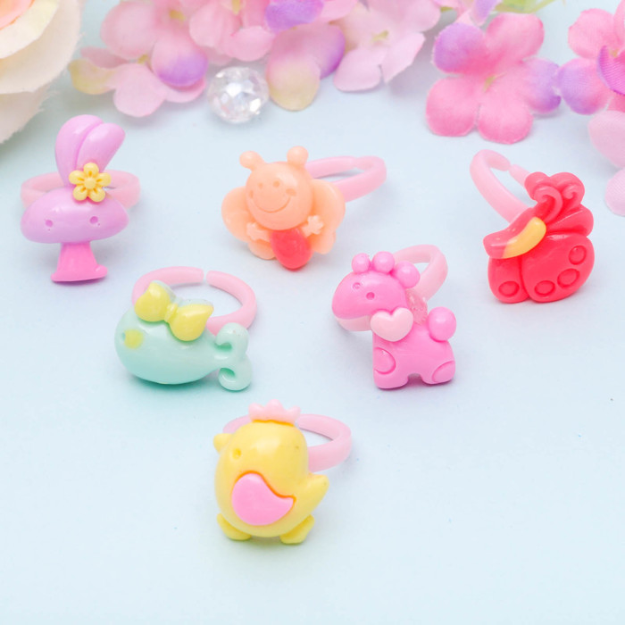 Кольцо детское "Выбражулька" животный мир, форма МИКС, цвет МИКС, фас 100 шт