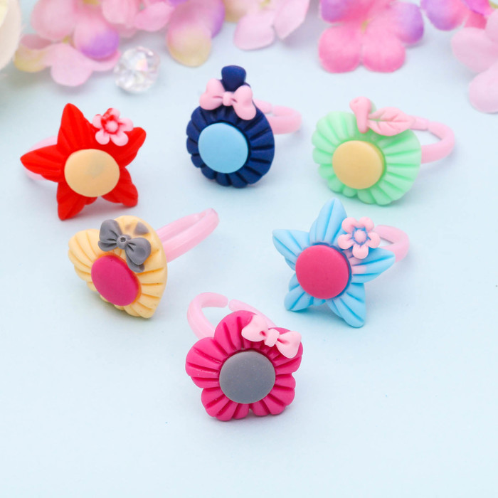 Кольцо детское "Выбражулька" рифленое, форма МИКС, цвет МИКС, фас 100 шт