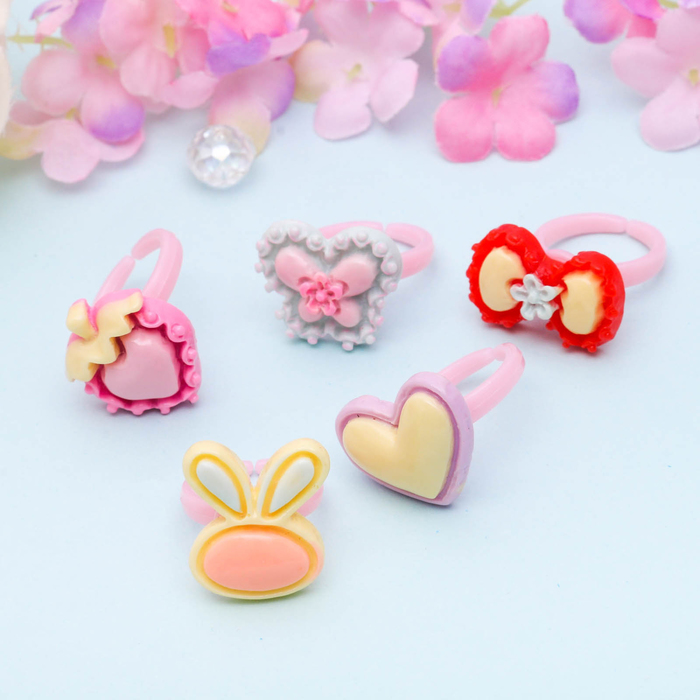 Кольцо детское "Выбражулька" карамельное, форма МИКС, цвет МИКС, фас 100 шт