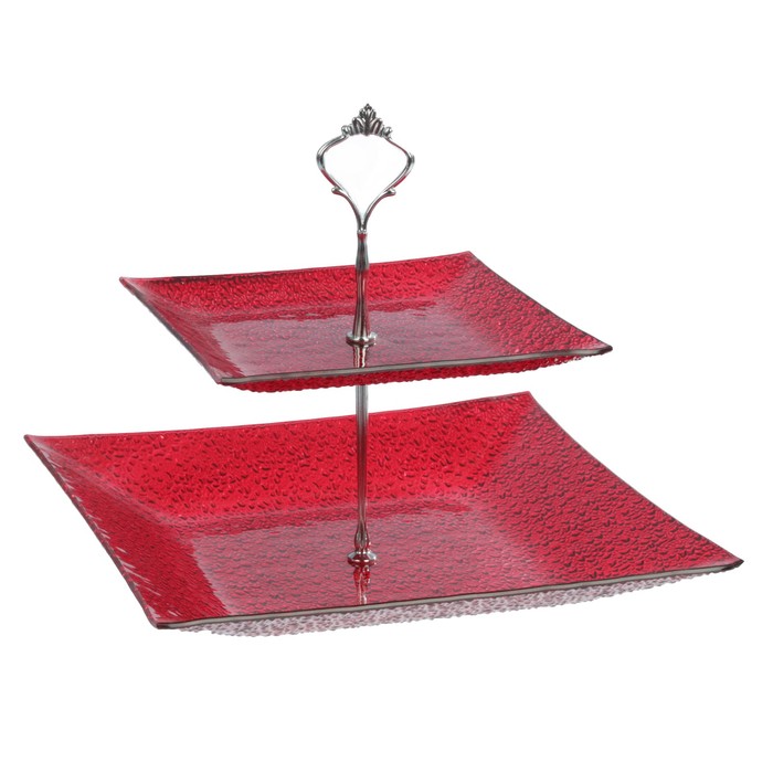 Этажерка 2-ярусная 19,5х29,5 см, цвет красный, подарочная упаковка