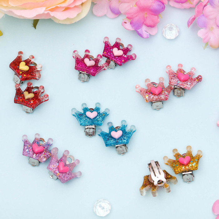 Клипсы детские "Выбражулька" корона блестящая, цвет МИКС