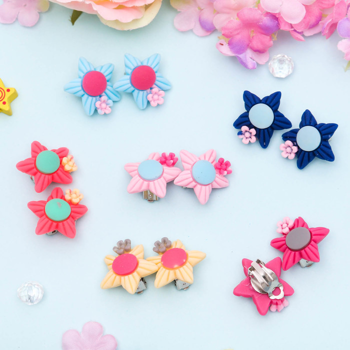 Клипсы детские "Выбражулька" звезда рифленая, цвет МИКС