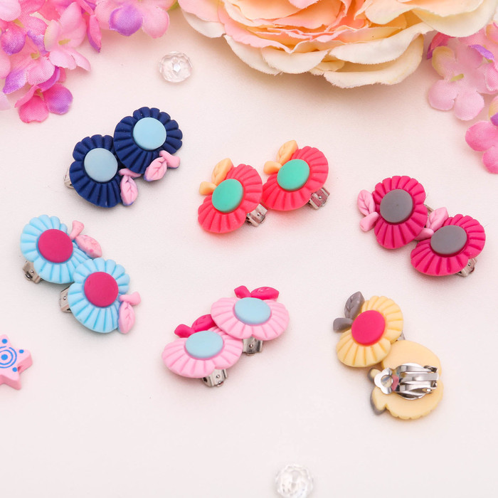 Клипсы детские "Выбражулька" яблочко рифленое, цвет МИКС