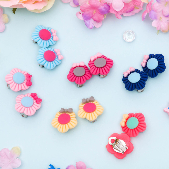 Клипсы детские "Выбражулька" цветочек рифленый, цвет МИКС