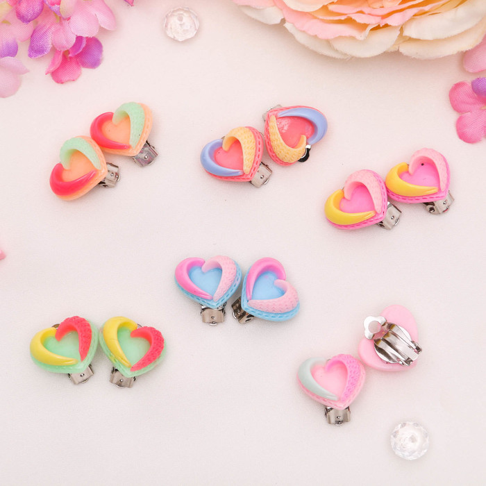 Клипсы детские "Выбражулька" сердце радужное, цвет МИКС