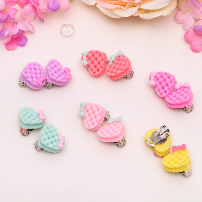 Клипсы детские "Выбражулька" сердечко вафельное, цвет МИКС