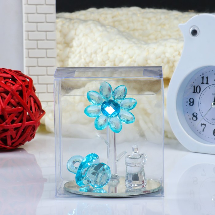 Сувенир стекло "Ромашка, пустышка и бутылочка на зеркале" МИКС 8х7,2х5,5 см