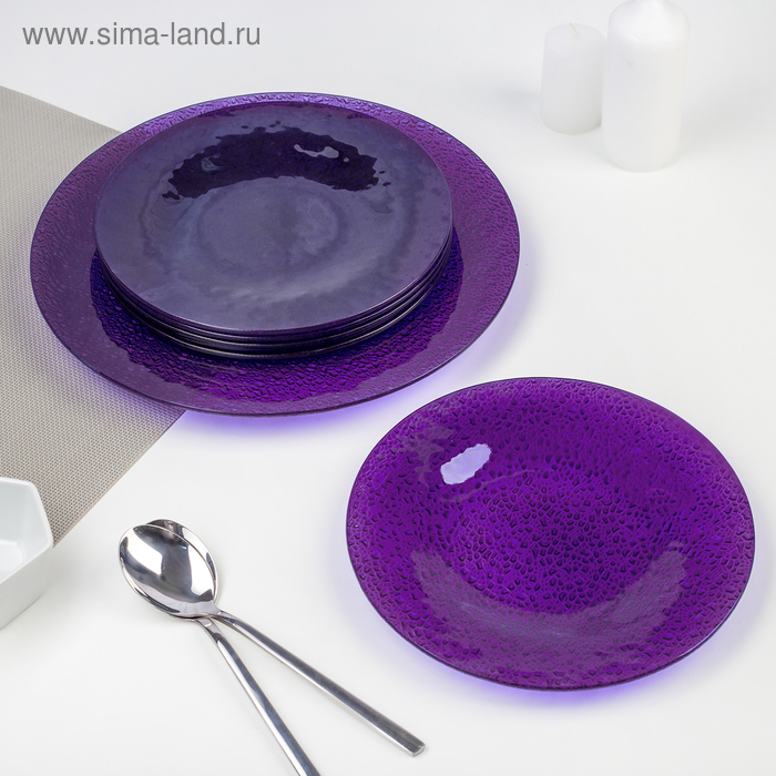фото Сервиз столовый, 7 предметов: 1 тарелка d=29,5 см, 6 тарелок d=22 см, цвет фиолетовый vellarti