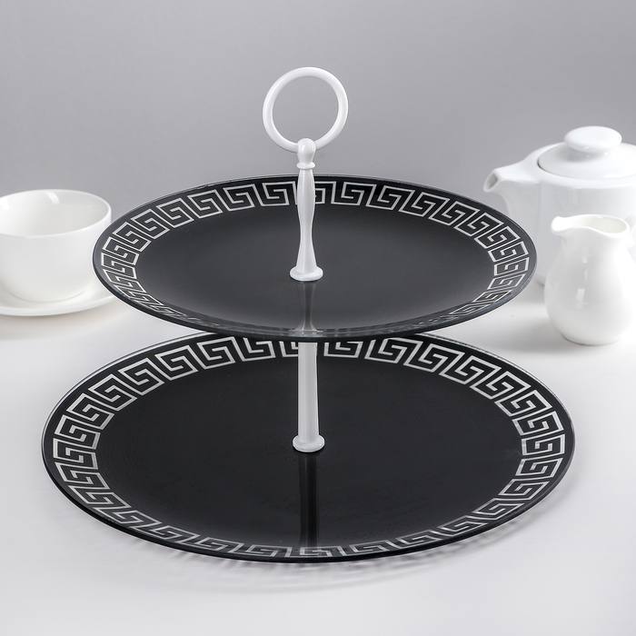 Этажерка 2-ярусная 24х30 см "Версаче", цвет чёрный, подарочная упаковка