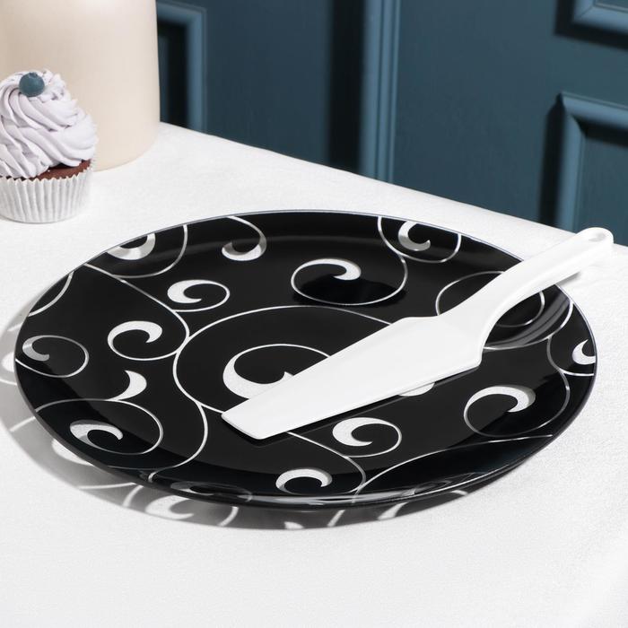 фото Подставка для торта «марокко», d=30 см, с лопаткой, цвет чёрный, в подарочной упаковке vellarti