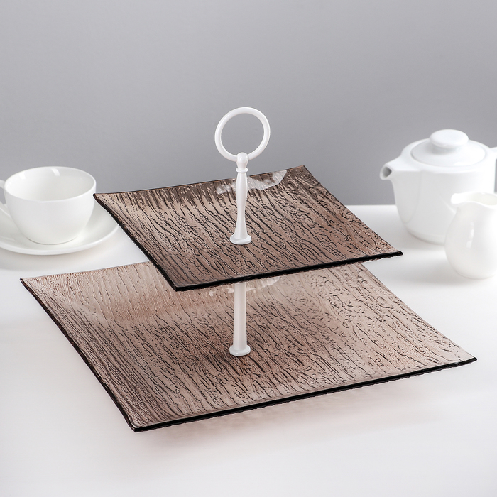 Этажерка 2-ярусная 19,5х29,5 см, цвет бронзовый, подарочная упаковка